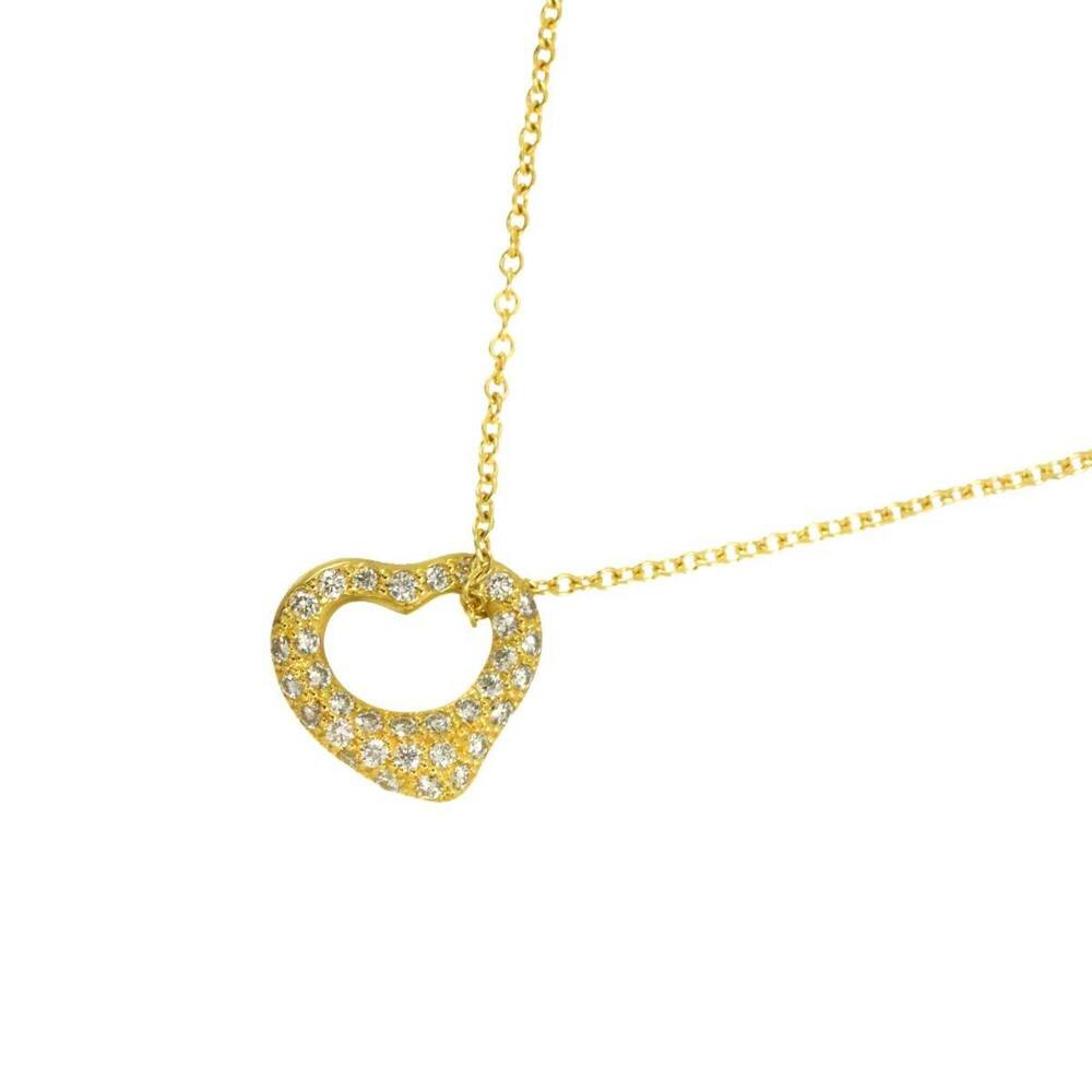 Tiffany & Co. Open Heart Necklace, 11mm wide, 0.21ct diamond, 45cm length, 18...